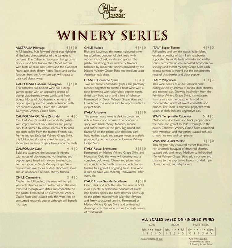 Cellar Classic Winery Series Wine Kit